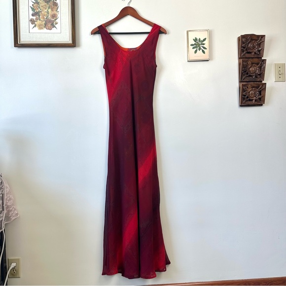 Vintage 90’s Reversible Abstract Orange & Red Floral Fairy Dress - Picture 7 of 10